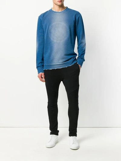Shop Balmain Faded Logo Sweatshirt - Blue