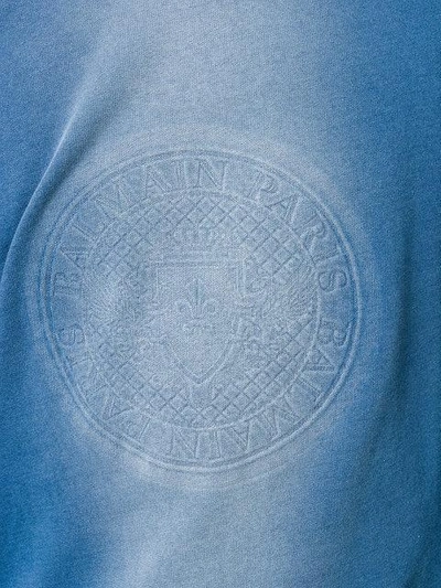 Shop Balmain Faded Logo Sweatshirt - Blue