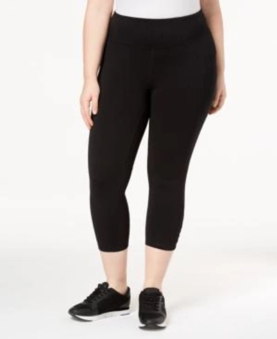 Shop Calvin Klein Performance Plus Size High-waist Cutout Cropped Leggings In Black