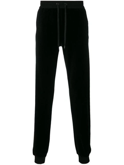 Shop Versace Velvet Track Pants In Black
