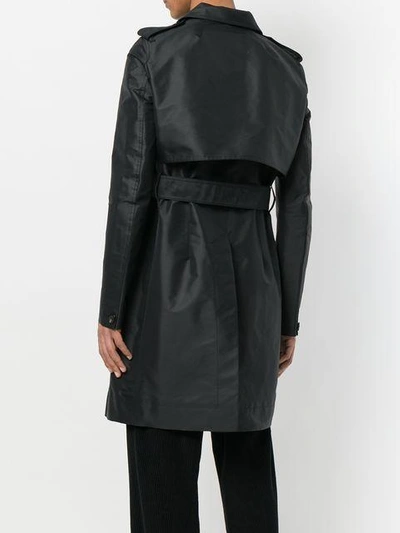 Shop Rick Owens Asymmetric Trench Coat - Black