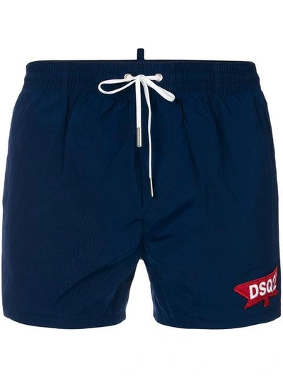 Shop Dsquared2 Logo Patch Swim Shorts