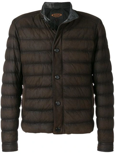 Shop Tod's Padded Jacket In Brown