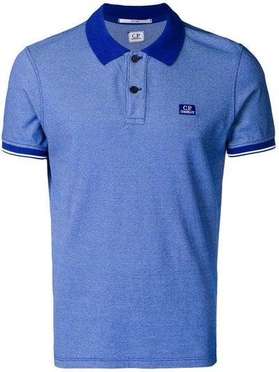Shop C.p. Company Tonal Trim Polo Shirt In Blue