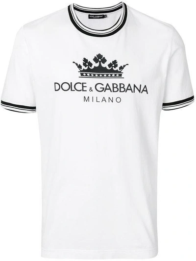 Shop Dolce & Gabbana Logo Print Stripe T In White