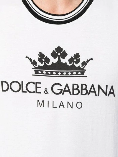 Shop Dolce & Gabbana Logo Print Stripe T In White