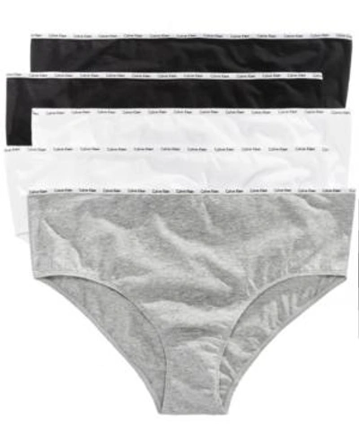Shop Calvin Klein Plus Size Signature Cotton Logo Hipster 5-pk. Qf5119, First At Macy's In Black/white/grey Heather