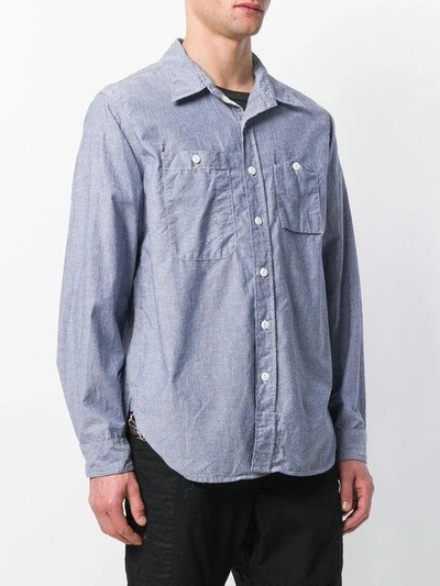 Shop Engineered Garments Asymmetric Pockets Shirt In Blue