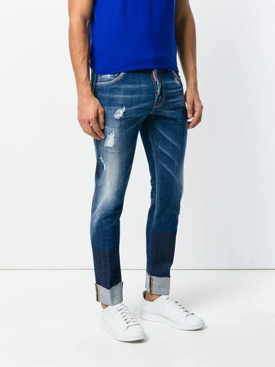 Shop Dsquared2 Skater Distressed Cropped Jeans In Blue