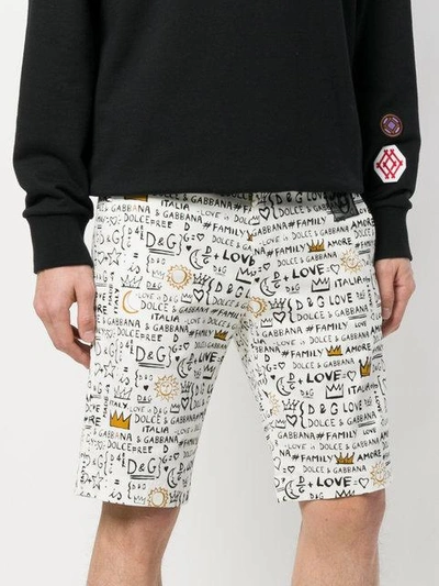 Shop Dolce & Gabbana Graffit Print Shorts - White