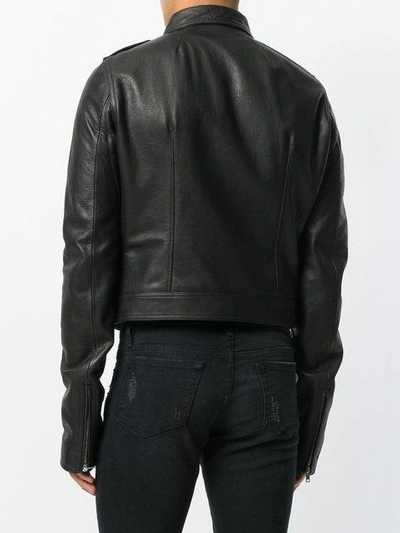 Shop Rick Owens Leather Biker Jacket - Black