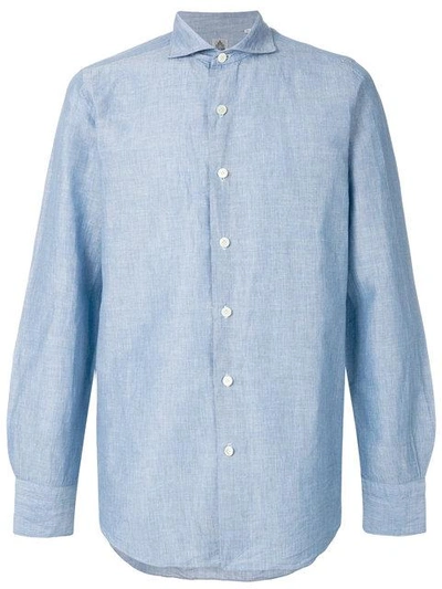 Shop Finamore Napoli Classic Button Up Shirt In Blue
