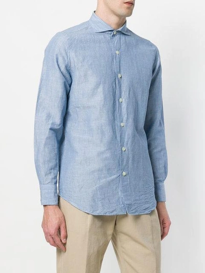 Shop Finamore Napoli Classic Button Up Shirt In Blue