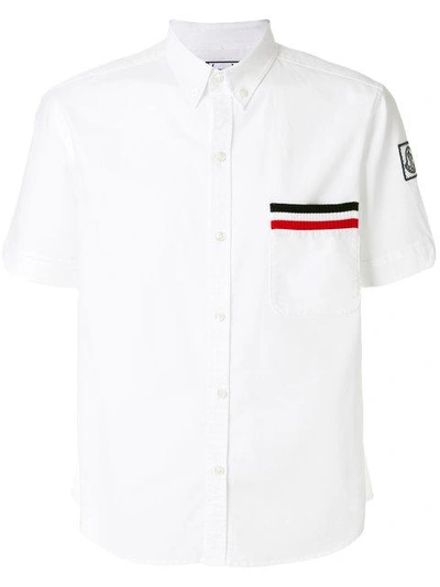 Shop Moncler Striped Chest Pocket Shirt - White