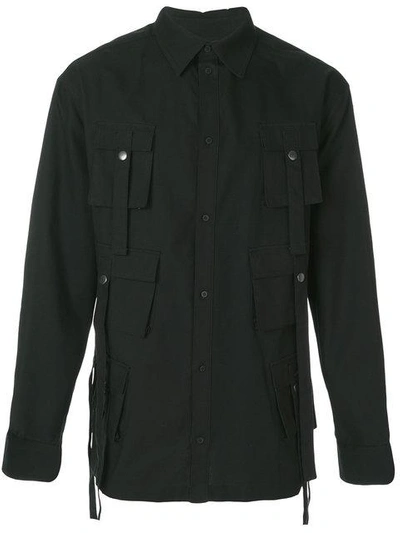 Shop D.gnak By Kang.d D.gnak Flap Pocket Military Shirt - Black