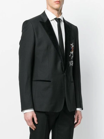 Shop Dolce & Gabbana Skeleton Prince Appliqué Blazer - Black