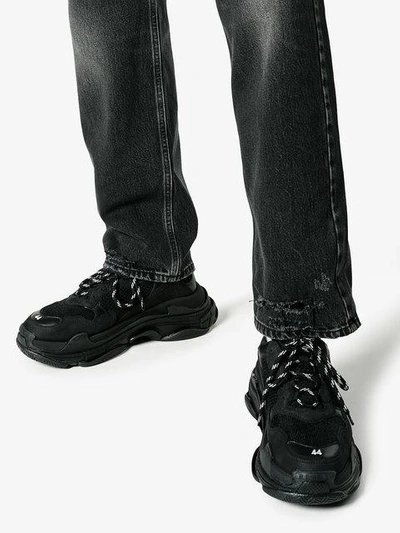 Shop Balenciaga Bal Destroyed Hem 5 Pocket Jeans - Black