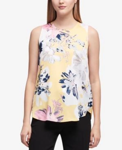 Shop Dkny Floral-print Georgette Top, Created For Macy's In Moody Floral