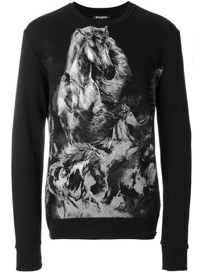 Shop Balmain Horse Print Sweatshirt