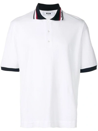 Shop Msgm Logo Polo Shirt In White