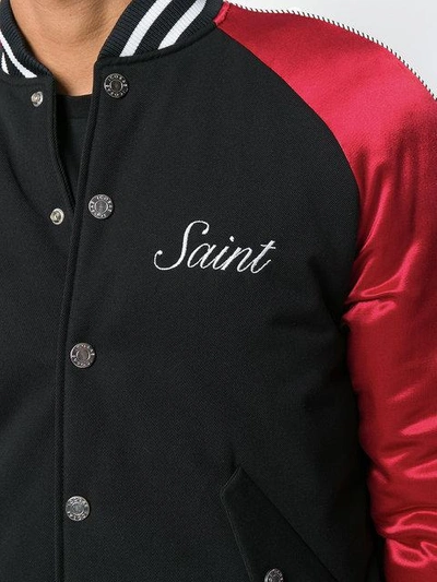 Shop Icosae Saint X Stain Teddy Bomber Jacket In Black