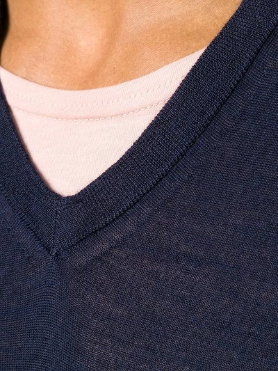 Shop Ballantyne V-neck Fited Sweater In Blue