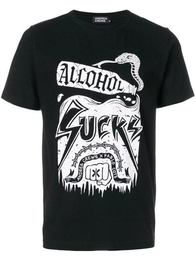 Shop Andrea Crews Snake Print T-shirt In Black