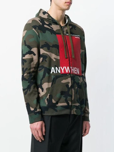 Shop Valentino Anywhen Printed Camouflage Hoodie In Green