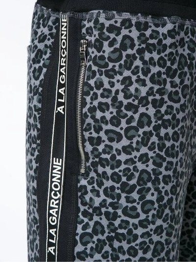 Shop À La Garçonne Animal Print Sweat Bermuda Shorts In Black