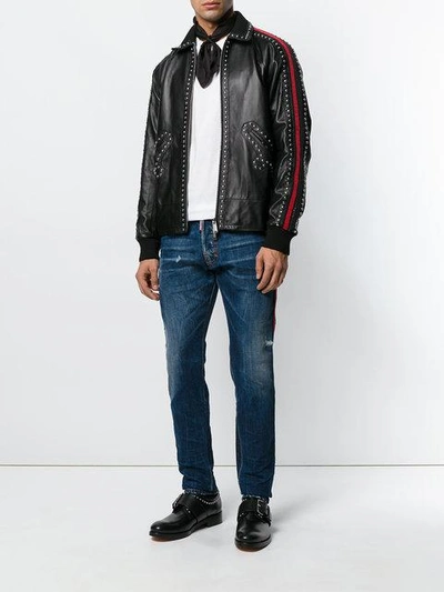 Shop Dsquared2 Studded Leather Jacket - Black