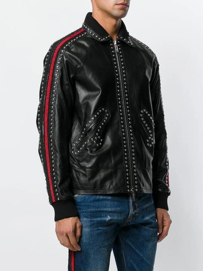 Shop Dsquared2 Studded Leather Jacket - Black