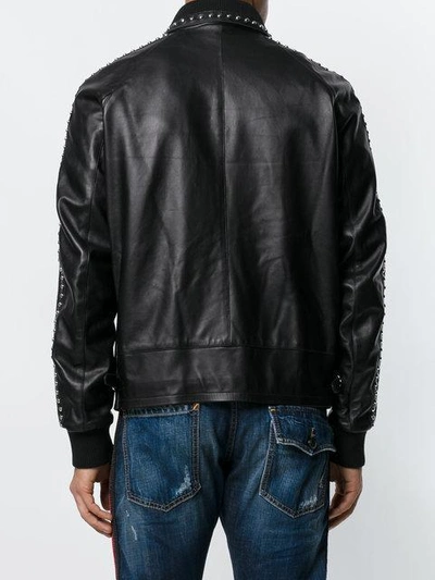 Shop Dsquared2 Studded Leather Jacket - Black