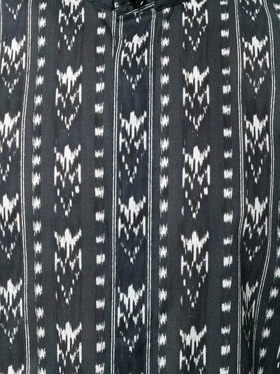 Shop Saint Laurent Band Collar Ikat Print Shirt In Black