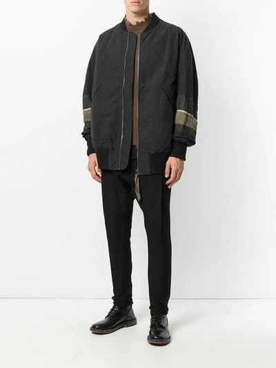 Shop Ziggy Chen Contrast Sleeve Bomber Jacket