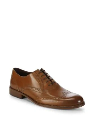 Shop Bruno Magli Alvar Wingtip Mixed Media Oxfords In Tan