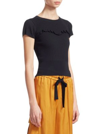 Shop Cinq À Sept Mariana Ribbed Top In Black