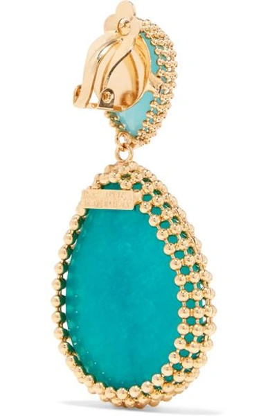 Shop Rosantica Vita Gold-tone Stone Clip Earrings In Blue