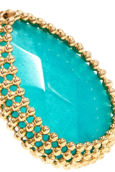 Shop Rosantica Vita Gold-tone Stone Clip Earrings In Blue