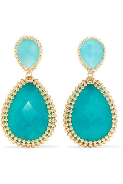 Shop Rosantica Vita Gold-tone Stone Clip Earrings In Blue