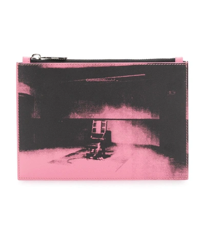 Shop Calvin Klein 205w39nyc Pink X Andy Warhol Foundation Electric Chair Leather Pouch In Pink/black