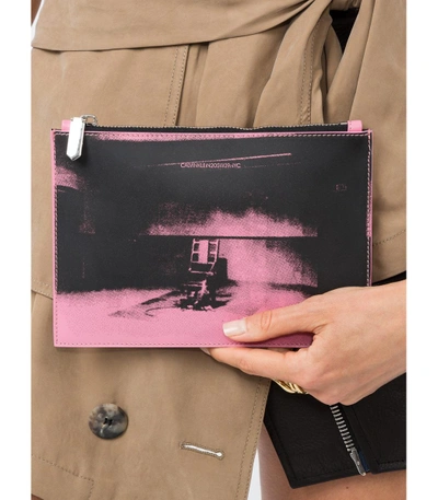 Shop Calvin Klein 205w39nyc Pink X Andy Warhol Foundation Electric Chair Leather Pouch In Pink/black