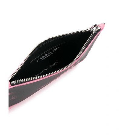 Shop Calvin Klein 205w39nyc Pink X Andy Warhol Foundation Electric Chair Leather Pouch In Pink/black