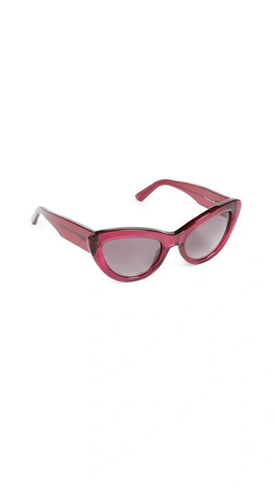 Shop Balenciaga Bold Cat Eye Sunglasses In Red/burgundy