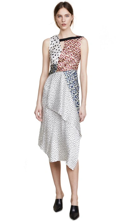 Shop Jason Wu Collage Crepe Dress In Coral Reef Multi