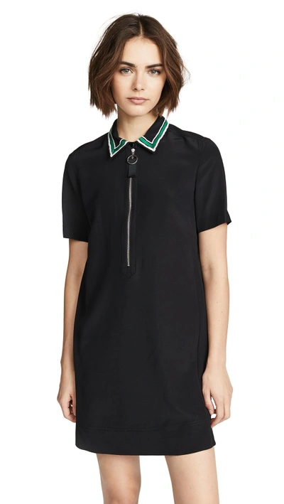 Shop Jason Wu Grey Zip Dress With Embroidered Collar In Black