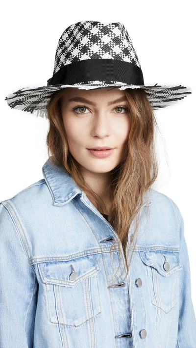 Shop Kate Spade Gingham Trilby Hat In Black/fresh White