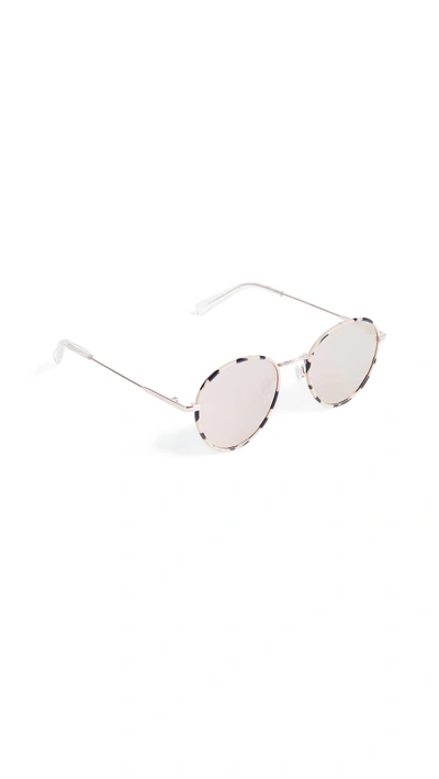 Shop Le Specs Zephyr Deux Sunglasses In Mist Tort/peach Revo Mirror