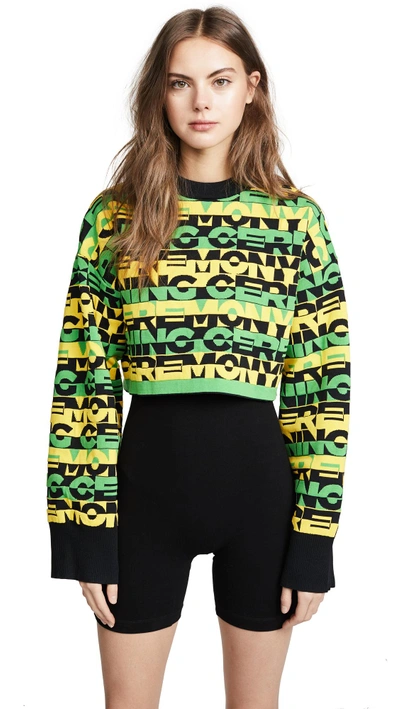 Shop Opening Ceremony Racer Logo Cropped Crewneck In Laser Green Multi