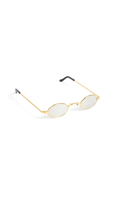 Shop Roberi & Fraud Doris Sunglasses In Yellow Gold/mirror