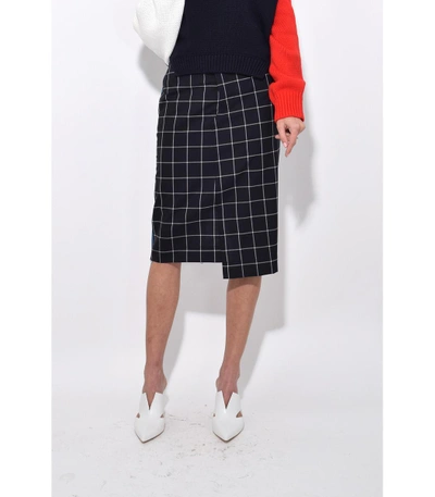 Shop Monse Navy/white Denim Back Pencil Skirt